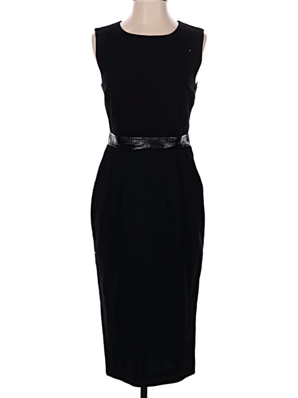 Vintage D&G Dolce & Gabbana Black Wool Sheath Midi Dress IT 42